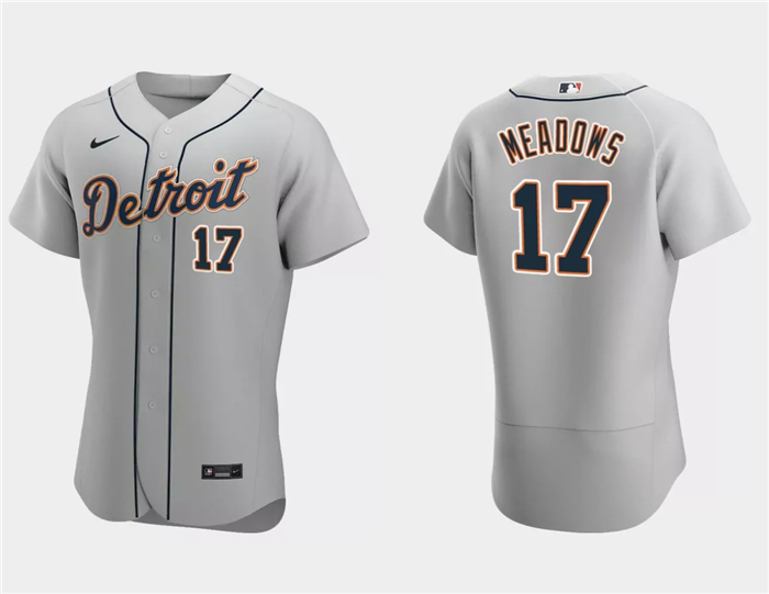 Men's Detroit Tigers #17 Austin Meadows Gray Flex Base Stitched Jersey